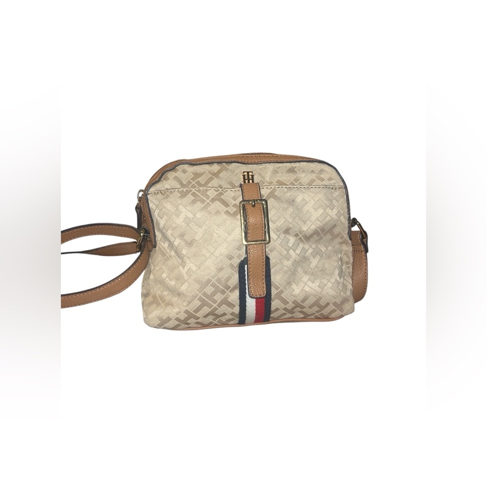 Tommy Hilfiger Tan and Red Crossbody Bag